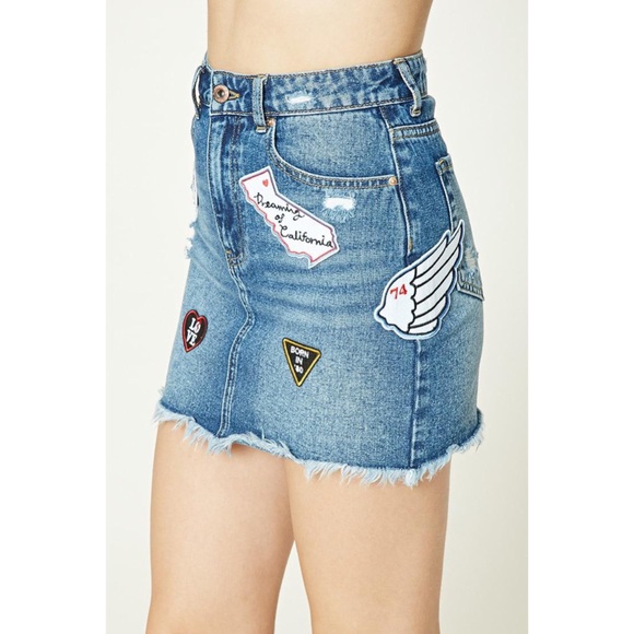 Forever 21 Dresses & Skirts - 🍭Denim Mini Skirt with Patches🍭